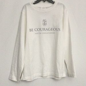 NWT Brunello Cucinelli $300 Courageous Long Sleeve Tee Shirt Boys Size 10 White
